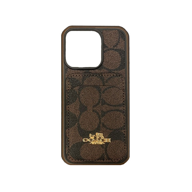 Klasické pouzdro na iPhone s držákem na kartu Coffee -KB241416