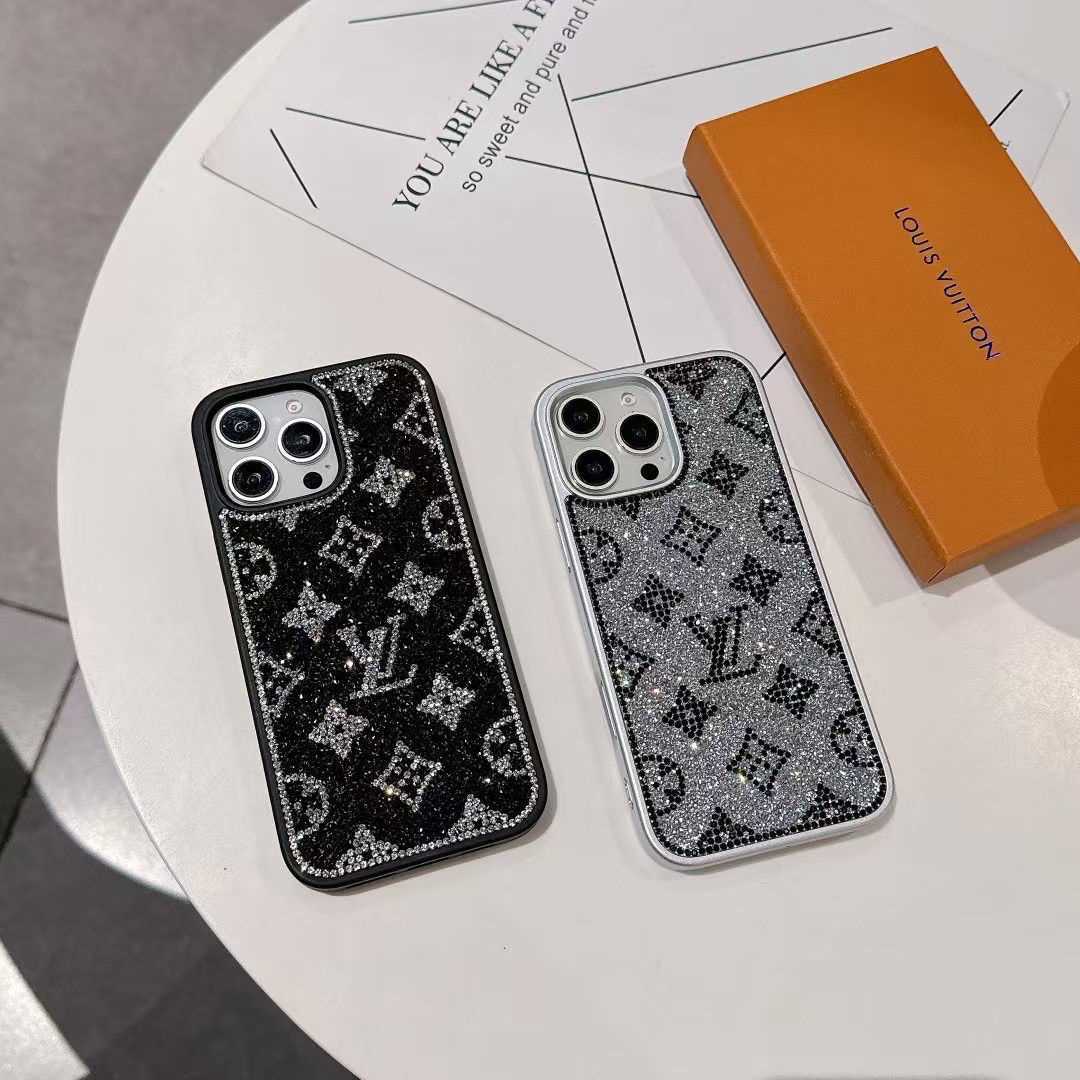 Luxuriöse glitzernde holografische Y-S-L-inspirierte iPhone-Hülle – Diamond Shine Edition