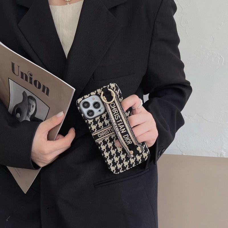 Fashion Houndstooth armbånd til iPhone etui
