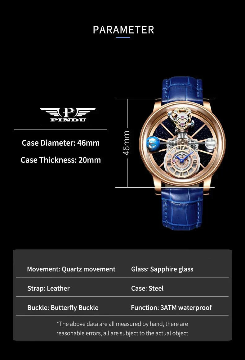 Luksusowy zegarek Galactic Pioneer z chronografem i tourbillonem