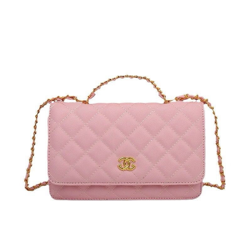 Portemonnee aan ketting Glanzend lamsleerparels goudkleurig metaal