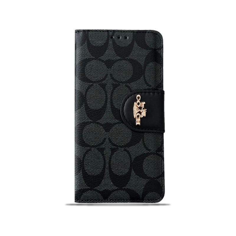 Klassische iPhone-Hülle, Leder-Klapphülle mit Kartenhalter, Schwarz