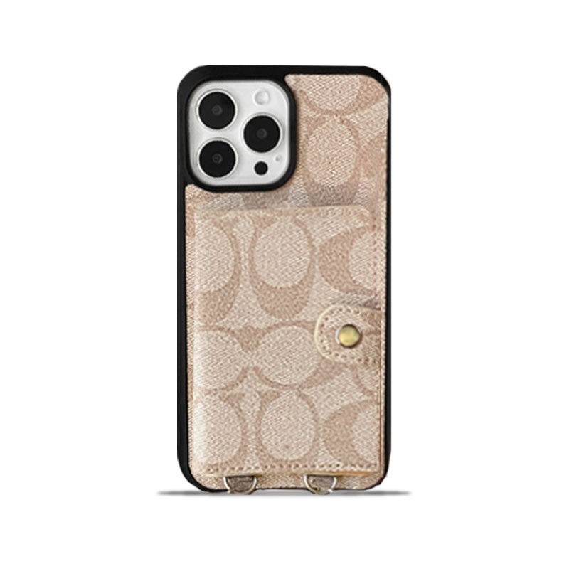 Klassiek iPhone-hoesje met portemonnee en riem, wit -SZK240402