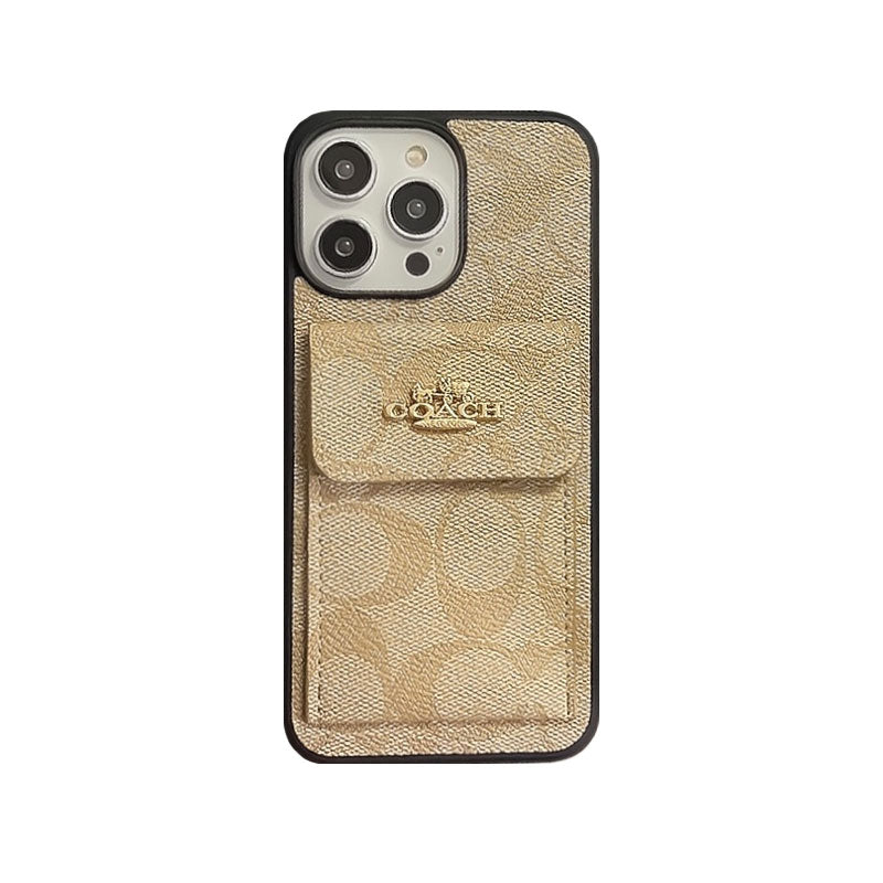 Klassische iPhone-Hülle mit Kartenhalter-Brieftasche Hellbraun -SZK240425