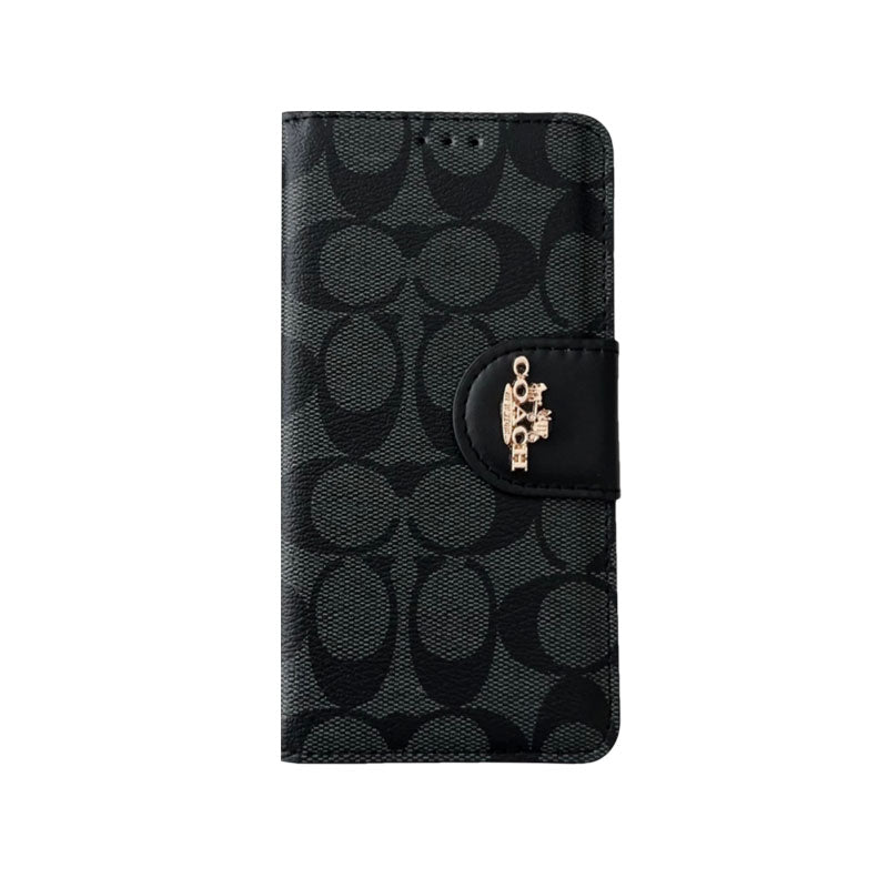 Klassische iPhone-Hülle, Leder-Klapphülle mit Kartenhalter, Schwarz