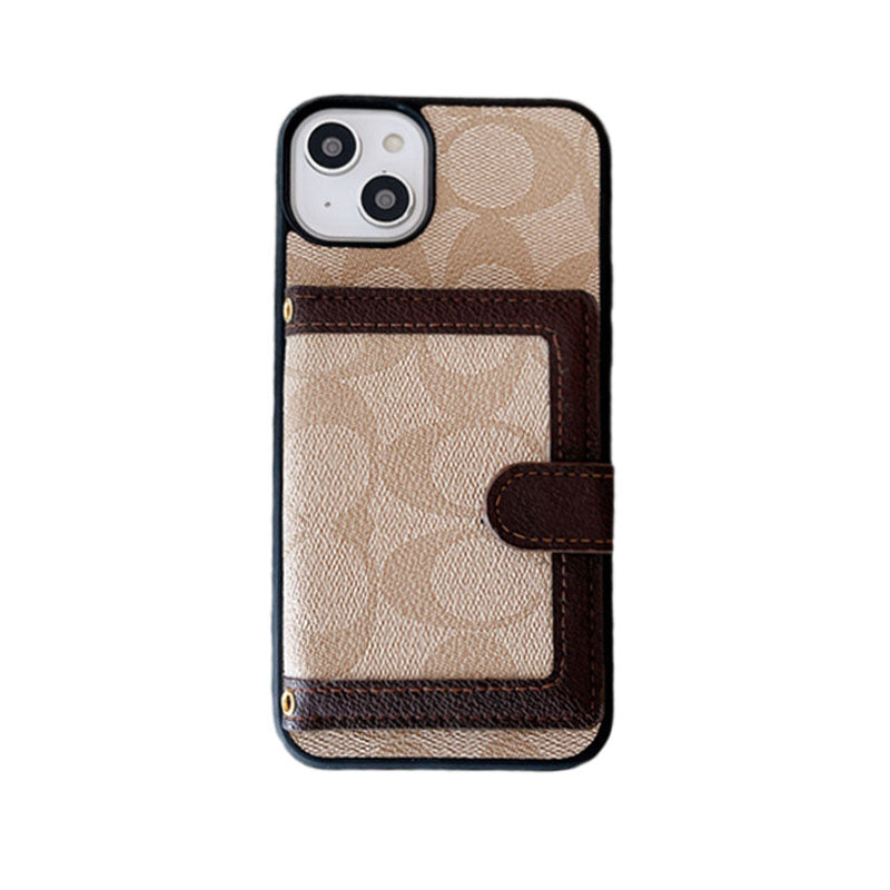 Klassische iPhone-Hülle mit Brieftasche und Umhängeriemen, Weiß -XK240402