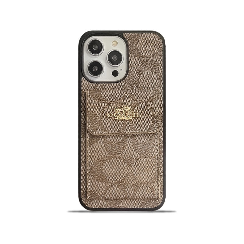 Klassische iPhone-Hülle mit Kartenhalter-Brieftasche Hellbraun -SZK240425