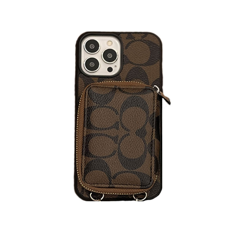 Klasické pouzdro na iPhone s peněženkou Coffee-LQB241412
