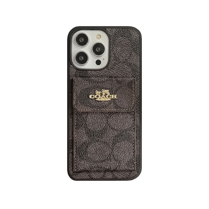 Klassische iPhone-Hülle mit Kartenhalter-Brieftasche Hellbraun -SZK240425