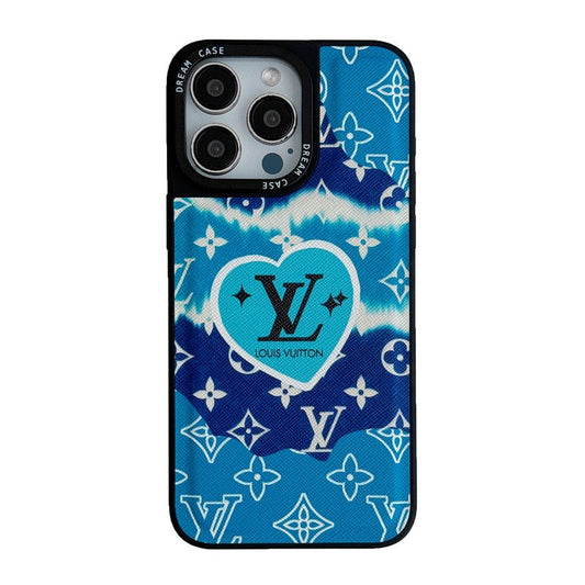 Luxuriöse iPhone-Hülle aus blauem Leder