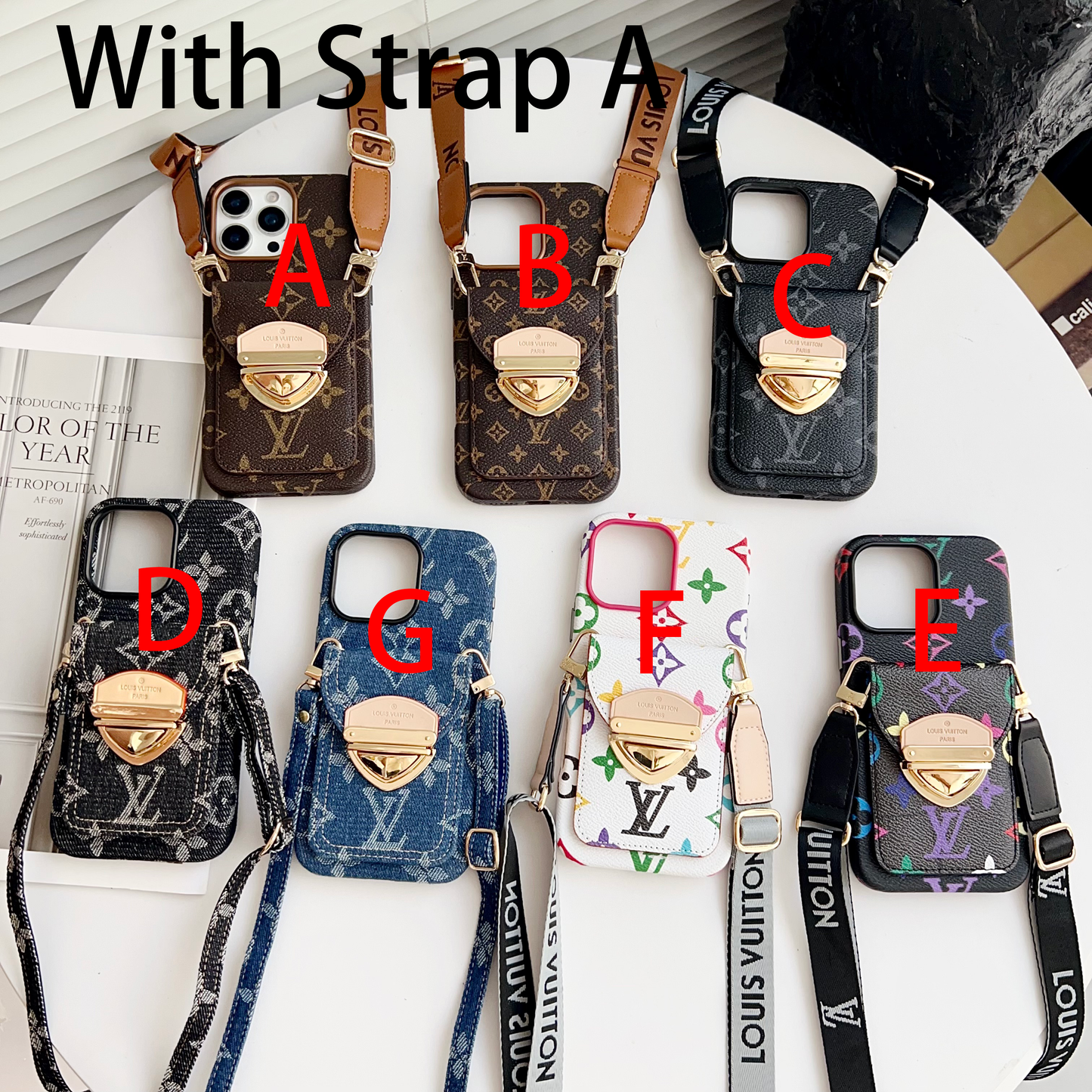 Luxusní crossbody pouzdro na iPhone s kapsou na kartu & Odnímatelný popruh