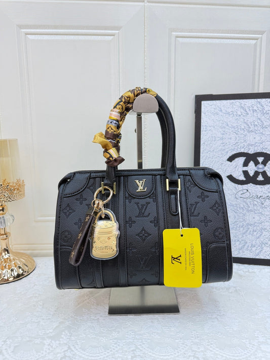 블랙 & 컬러 블록 질감 핸드백 세트 - 메탈 액센트 다용도 가방