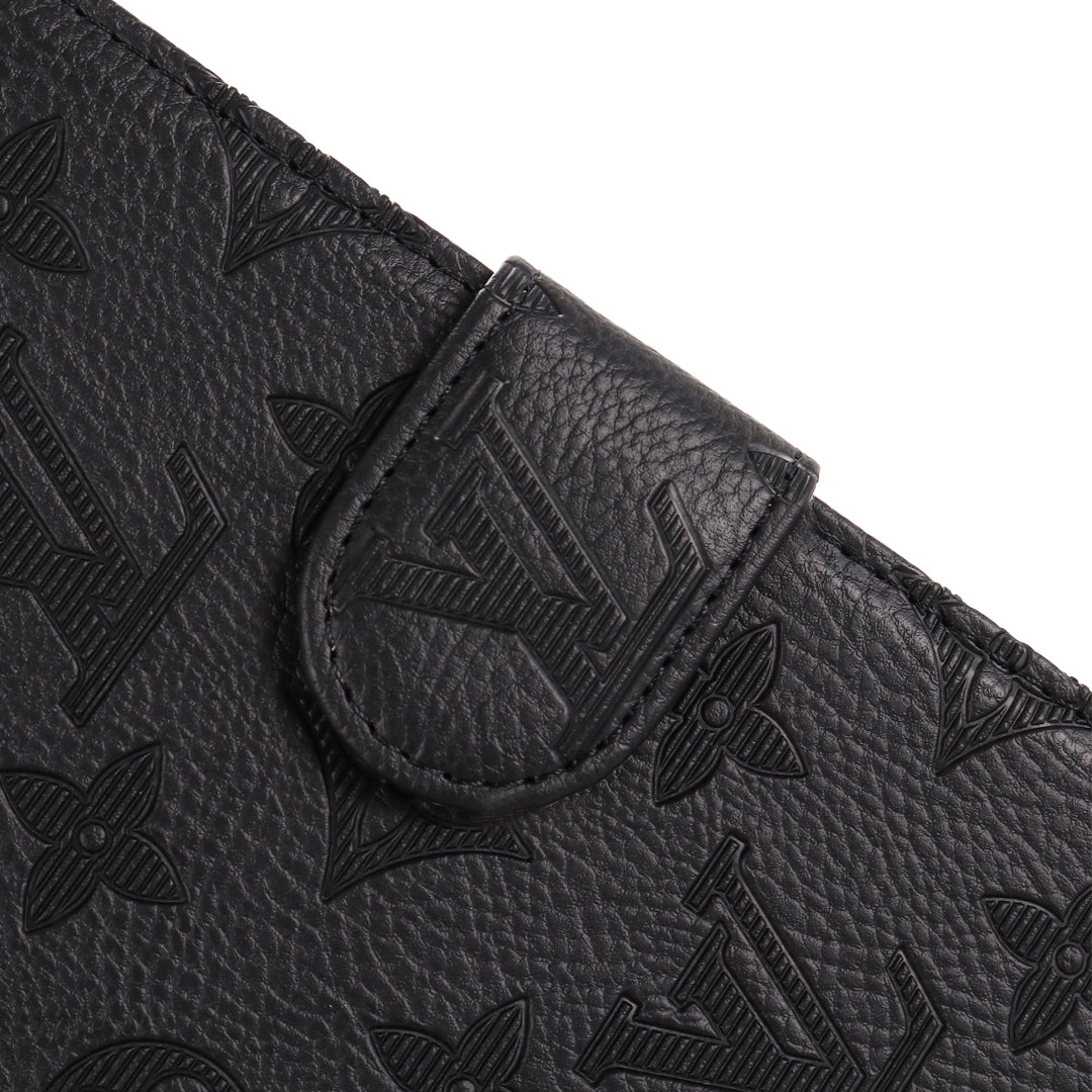 3D præget lærred Monogram hylster Apple iPad Flip Cover med stativ funktion