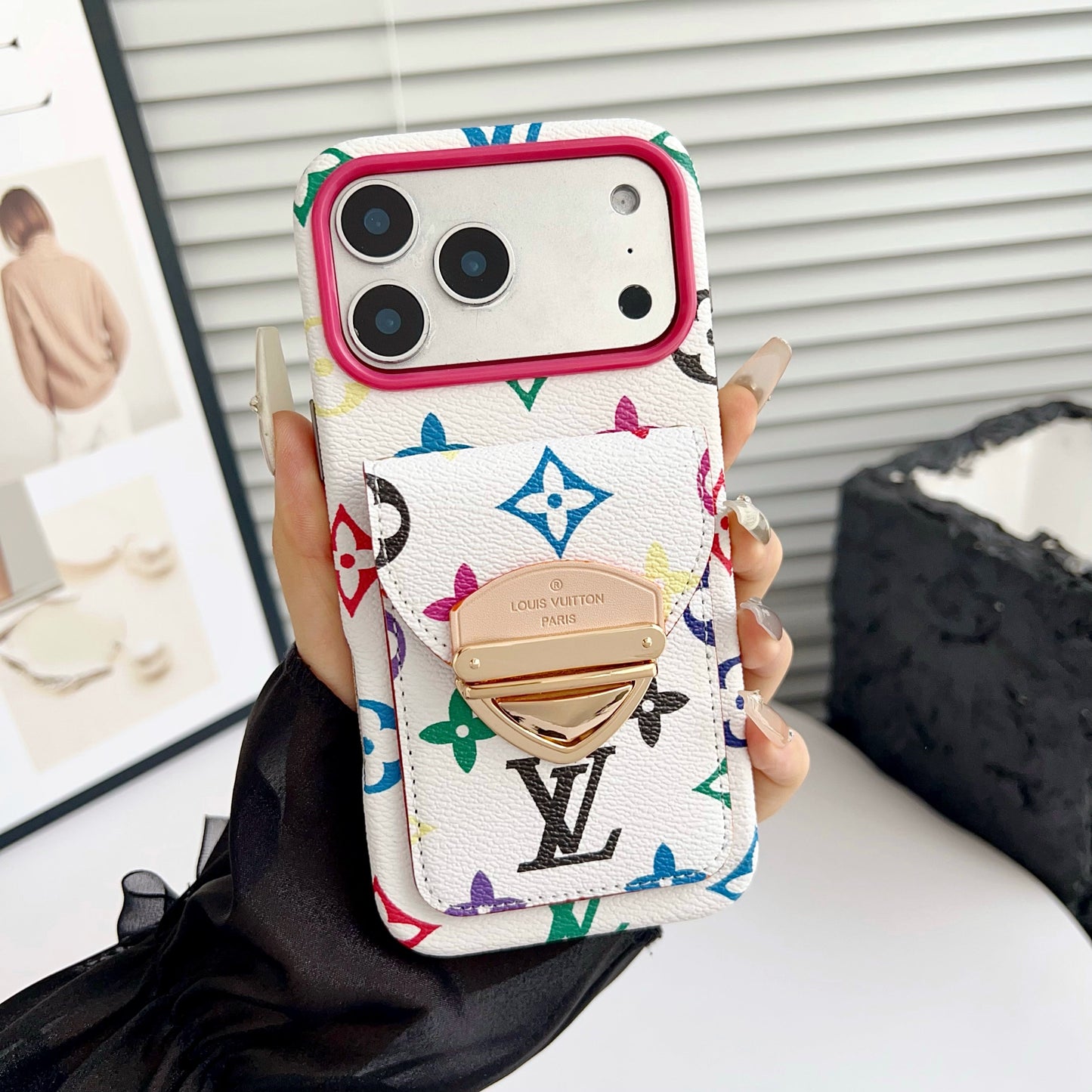 Luxusní crossbody pouzdro na iPhone s kapsou na kartu & Odnímatelný popruh