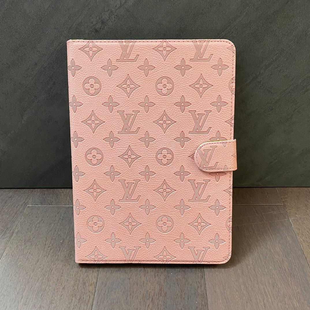 3D præget lærred Monogram hylster Apple iPad Flip Cover med stativ funktion
