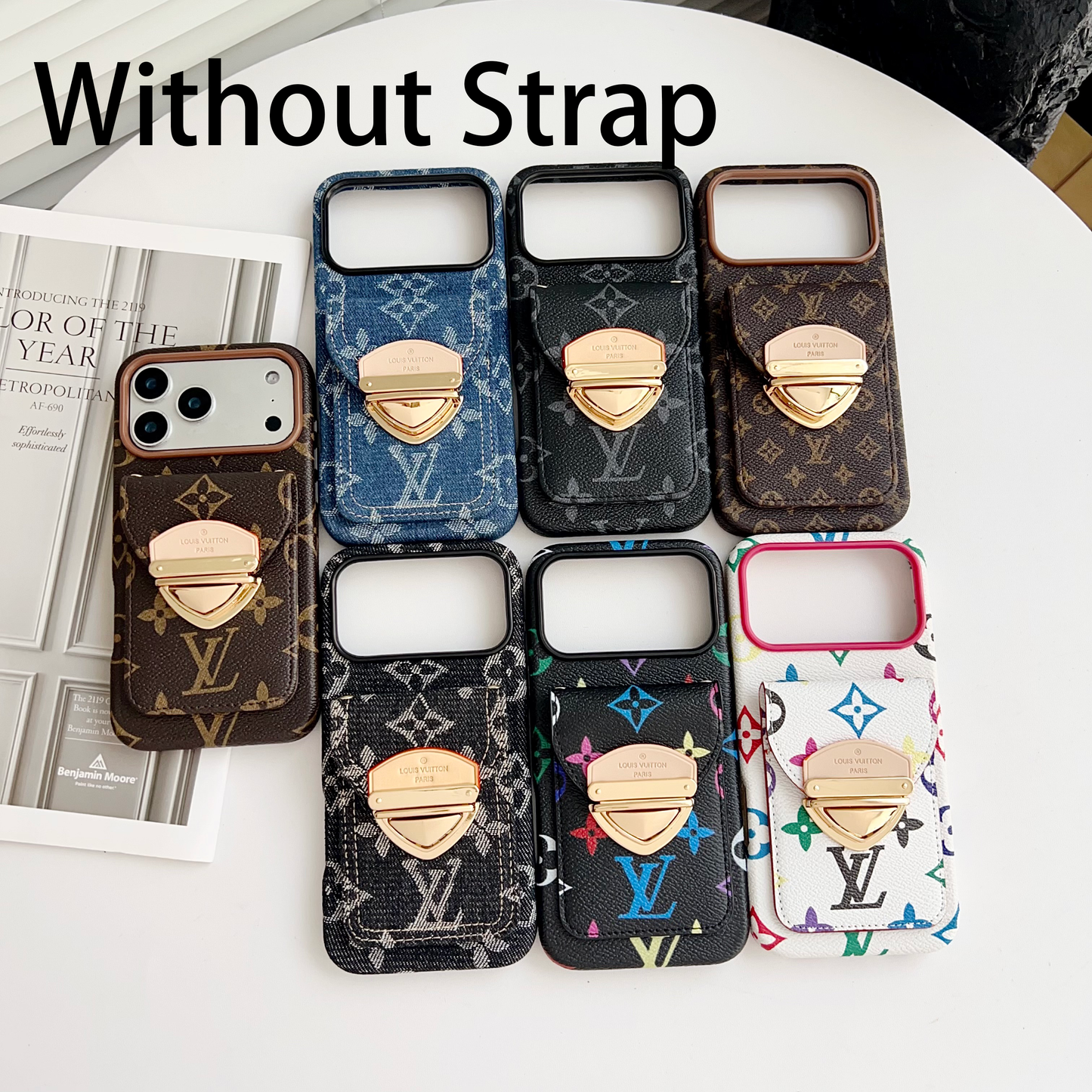 Luxusní crossbody pouzdro na iPhone s kapsou na kartu & Odnímatelný popruh