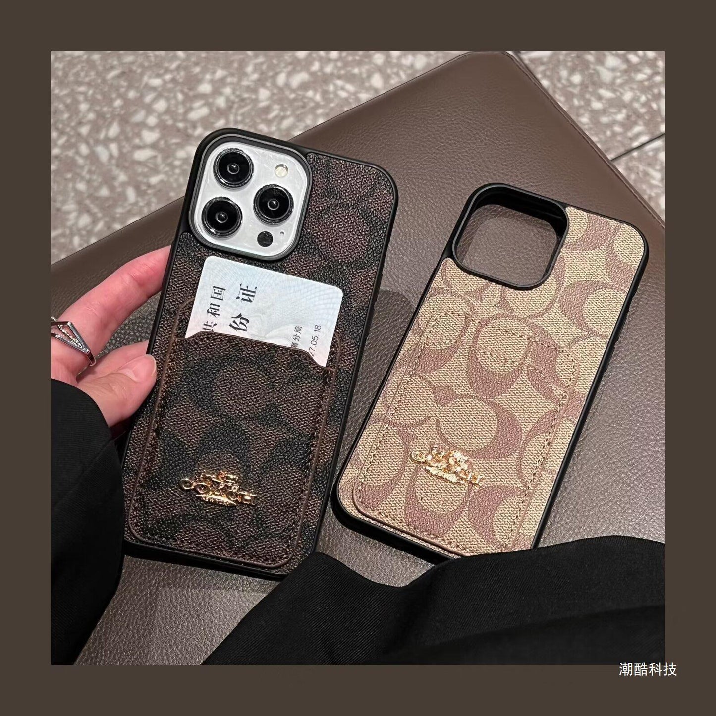 Klassische iPhone-Hülle aus Leder mit Kartenetui