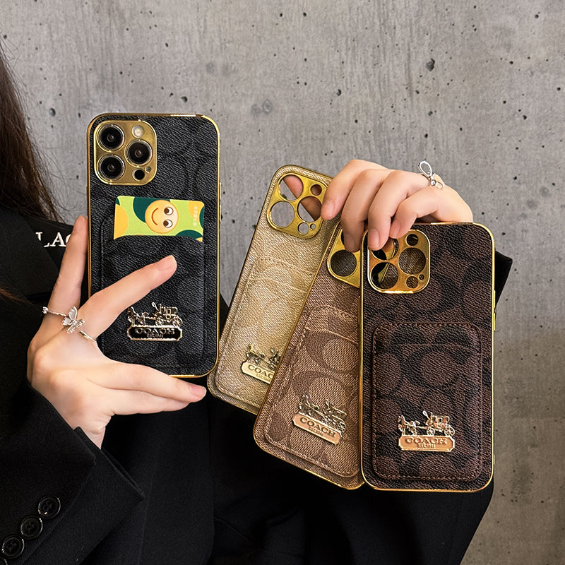 Klasikinis kortelių maišelio odinis iPhone dėklas