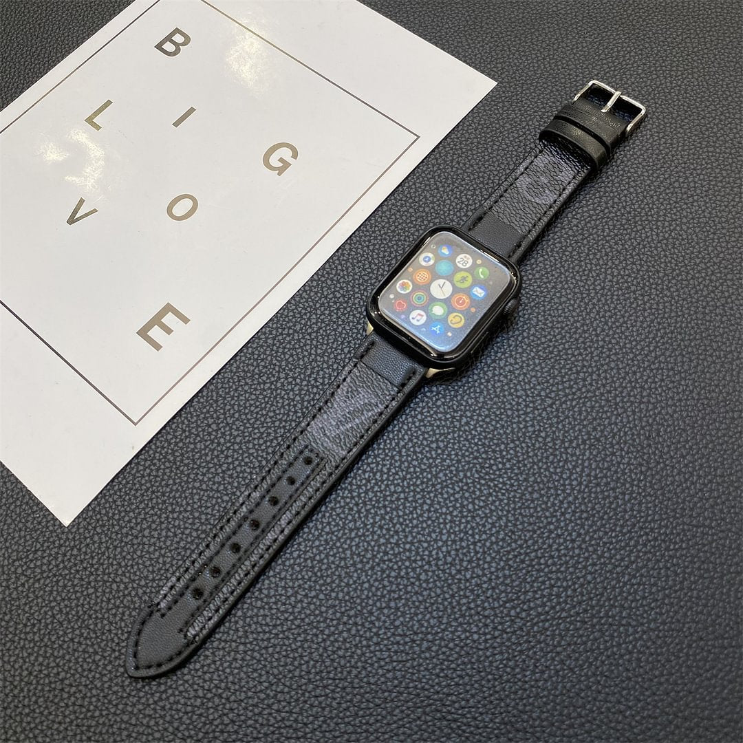 ŘEMÍNEK APPLE ŠITÍ NA HODINKY MONOGRAMOVÉ KOŽENÉ