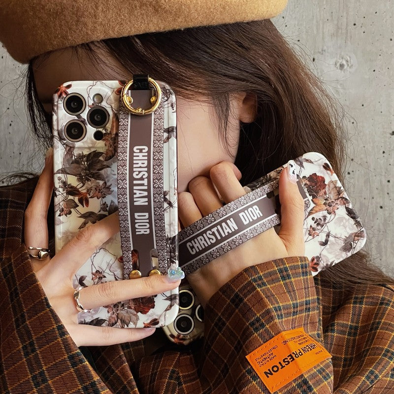 Custodia per iPhone con cinturino alla moda in foglia d'acero