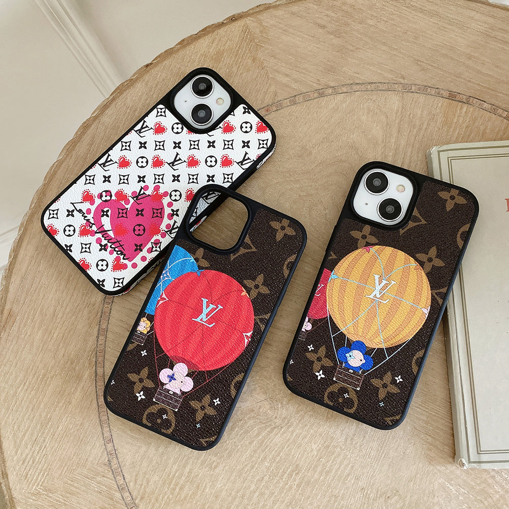 Luxusní balónkové & kožené pouzdro na iPhone se srdcem