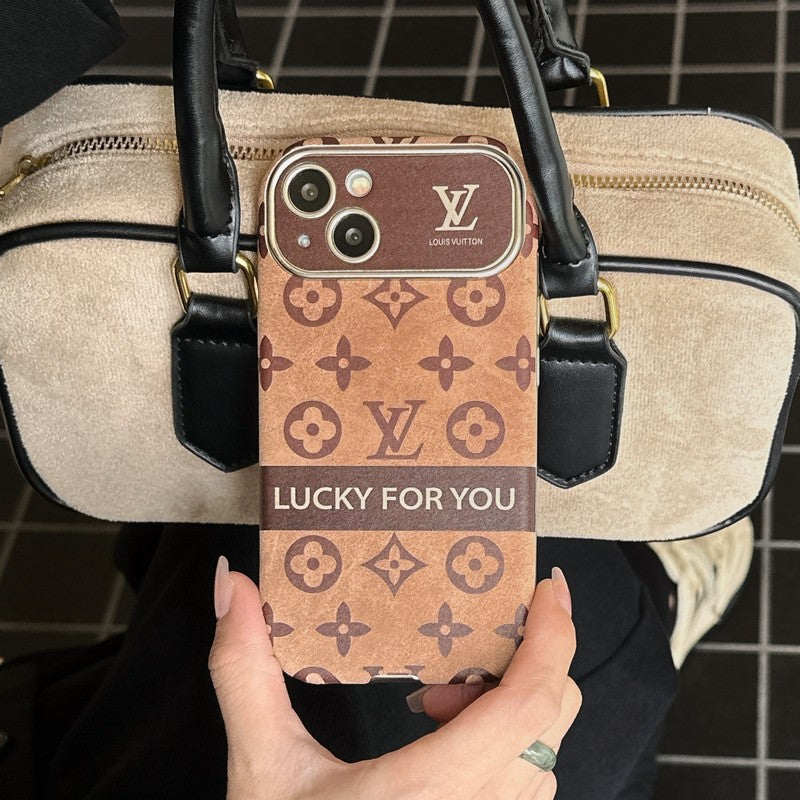 Luxusní hnědé & černé klasické kožené pouzdro na iPhone