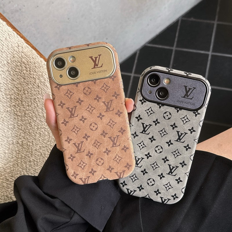 Luxusní hnědé & černé klasické kožené pouzdro na iPhone