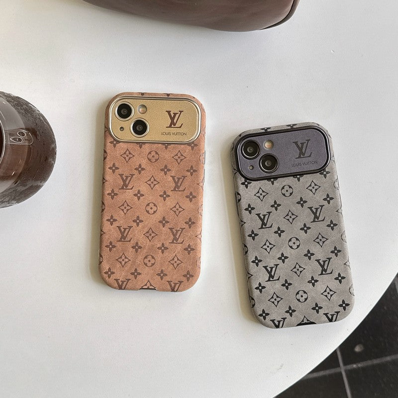 Luxusní hnědé & černé klasické kožené pouzdro na iPhone