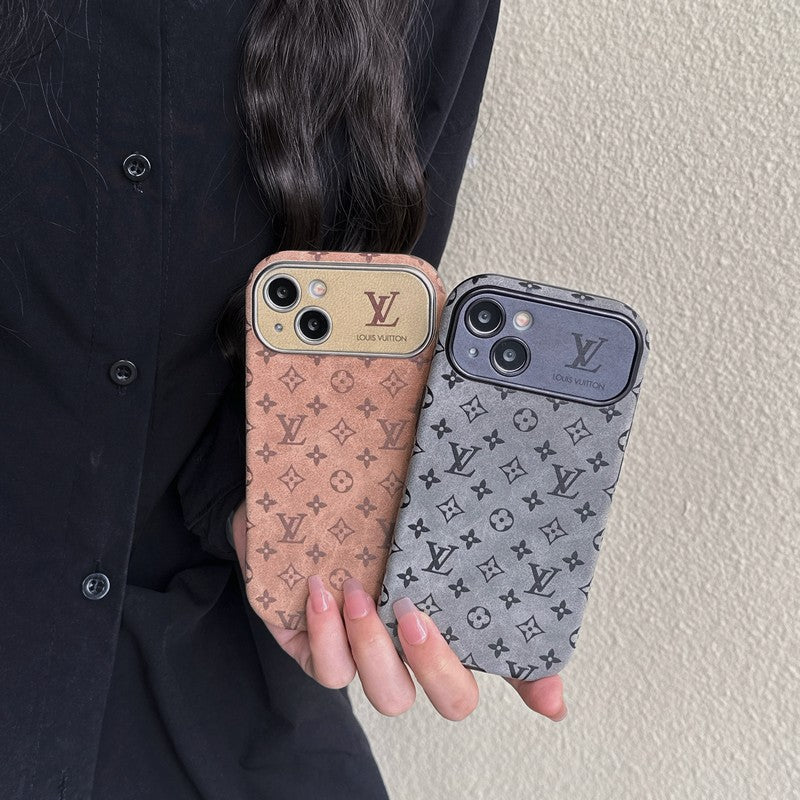 Luxusní hnědé & černé klasické kožené pouzdro na iPhone