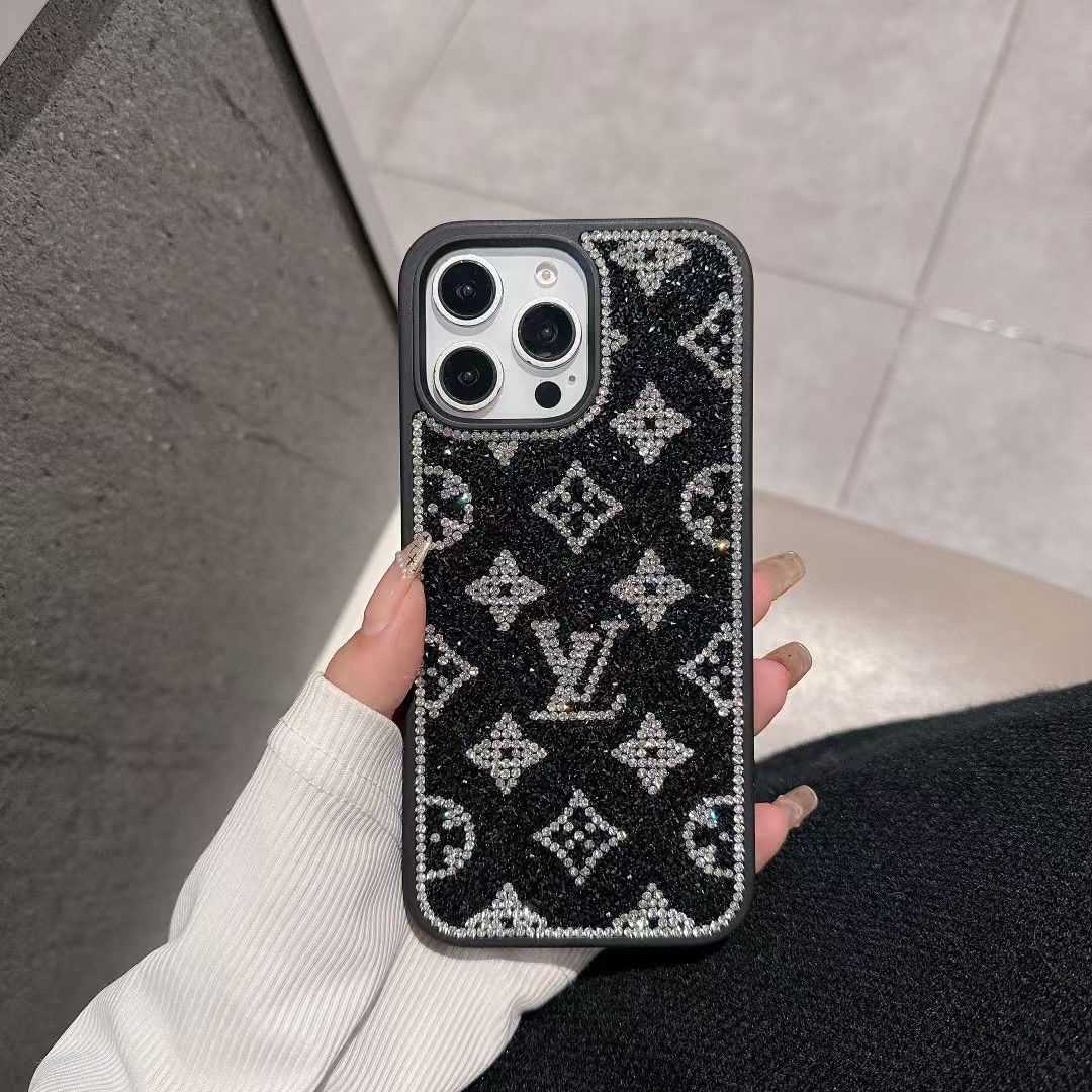 Luxuriöse glitzernde holografische Y-S-L-inspirierte iPhone-Hülle – Diamond Shine Edition