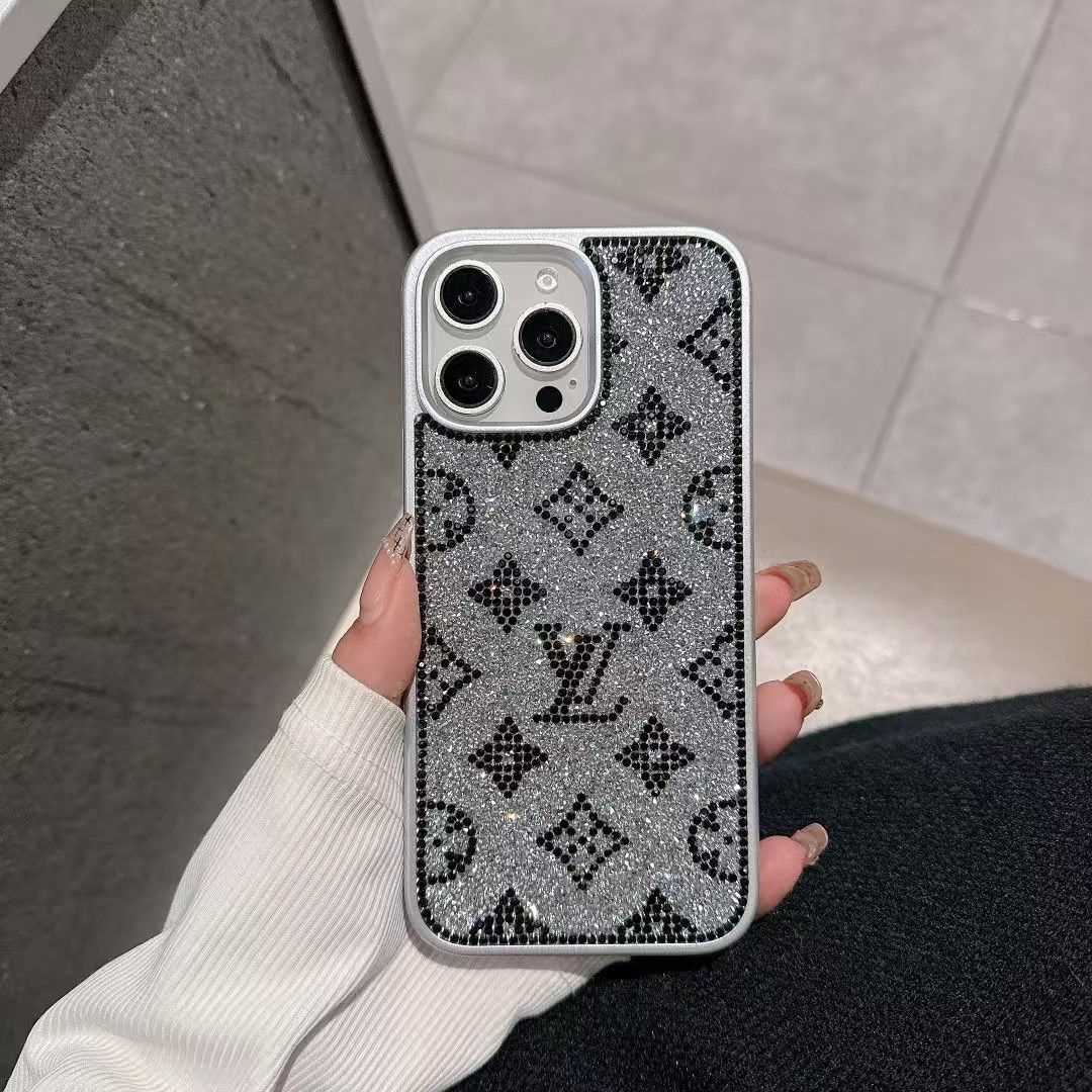 Luxuriöse glitzernde holografische Y-S-L-inspirierte iPhone-Hülle – Diamond Shine Edition
