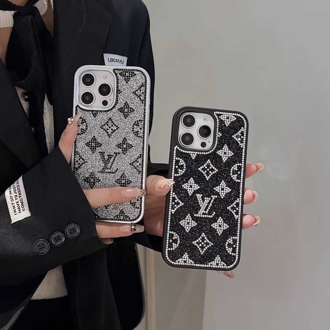 Luxuriöse glitzernde holografische Y-S-L-inspirierte iPhone-Hülle – Diamond Shine Edition