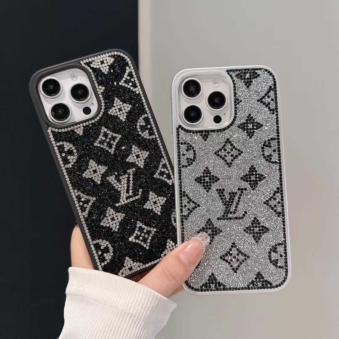 Luxuriöse glitzernde holografische Y-S-L-inspirierte iPhone-Hülle – Diamond Shine Edition
