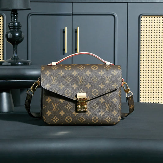 Tmavě hnědá taška 2 v 1 s horní rukojetí & crossbody kabelka 010