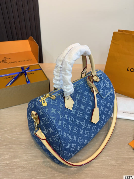 Džínová embosovaná taška s horní rukojetí & crossbody