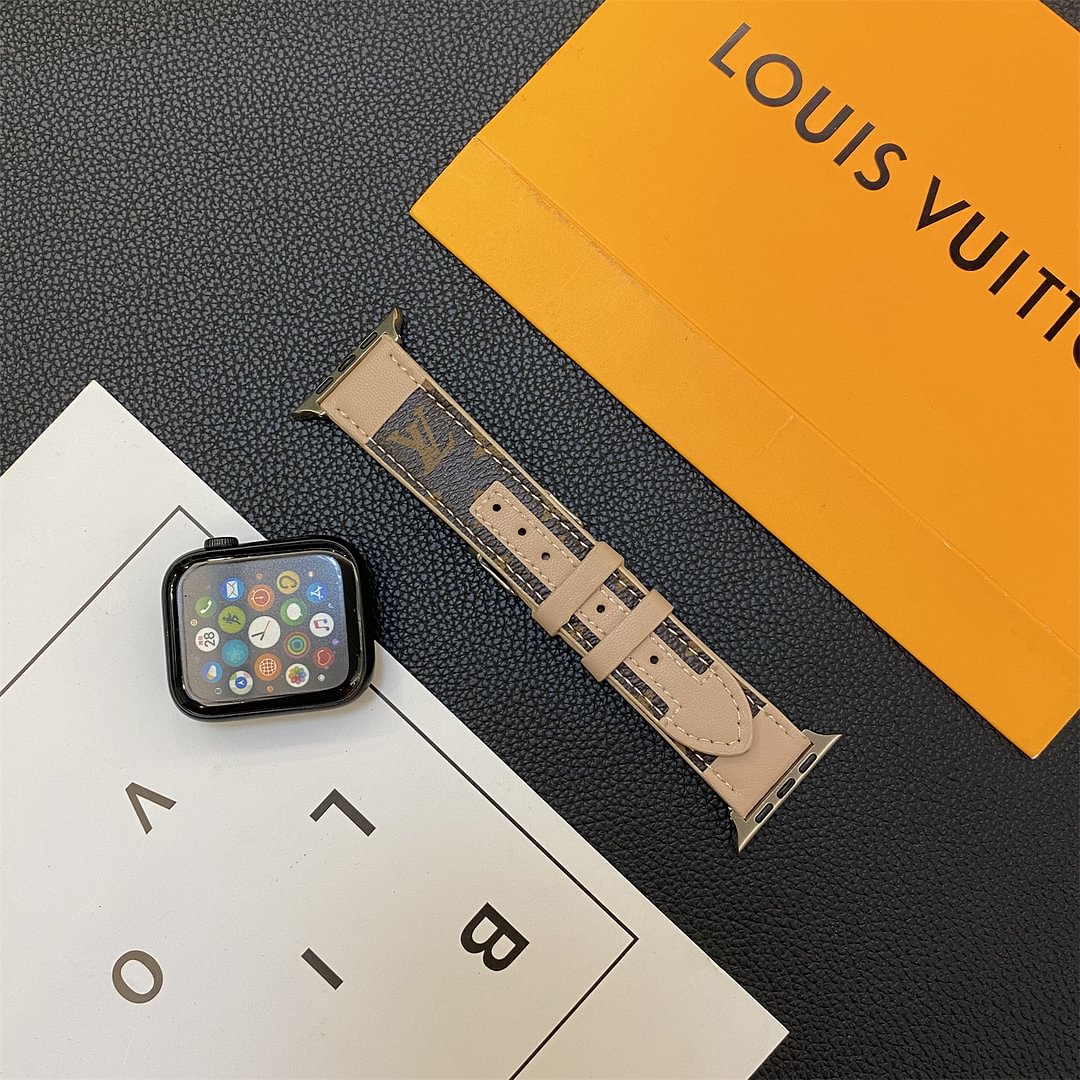 ŘEMÍNEK APPLE ŠITÍ NA HODINKY MONOGRAMOVÉ KOŽENÉ