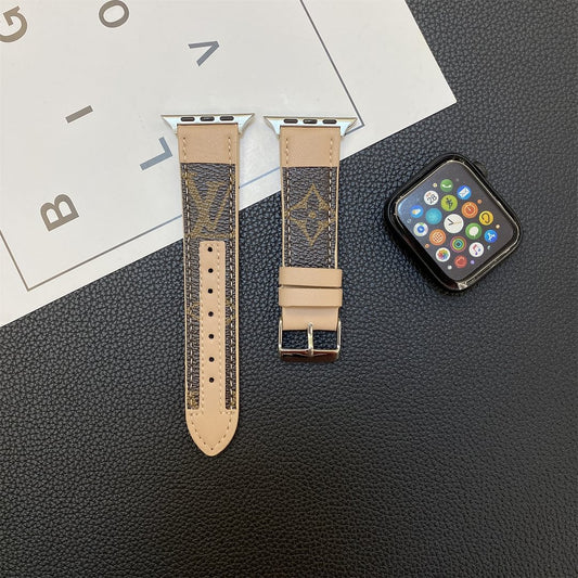 PASEK DO ZEGARKA APPLE SKÓRZONY MONOGRAM Z PRZESZYCIAMI