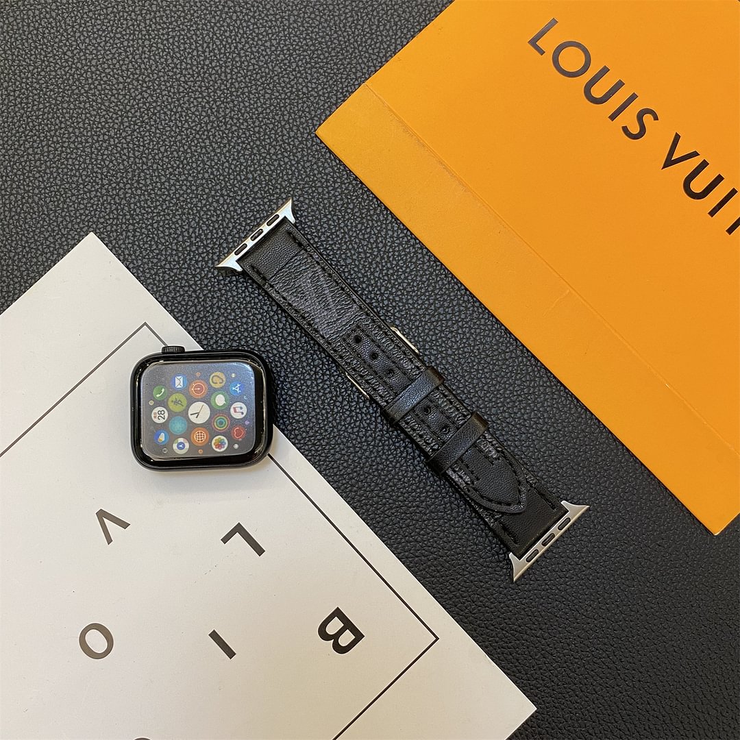 ŘEMÍNEK APPLE ŠITÍ NA HODINKY MONOGRAMOVÉ KOŽENÉ