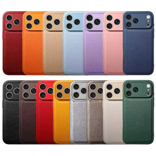 Husă din piele premium cu model Litchi Skin pentru iPhone