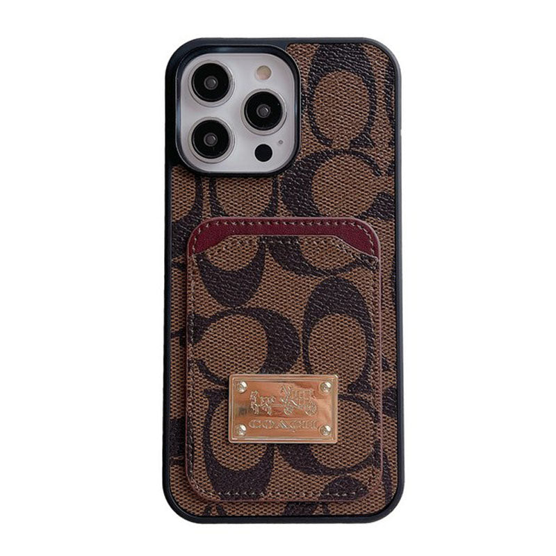 Klasikinis kortelių maišelio odinis iPhone dėklas