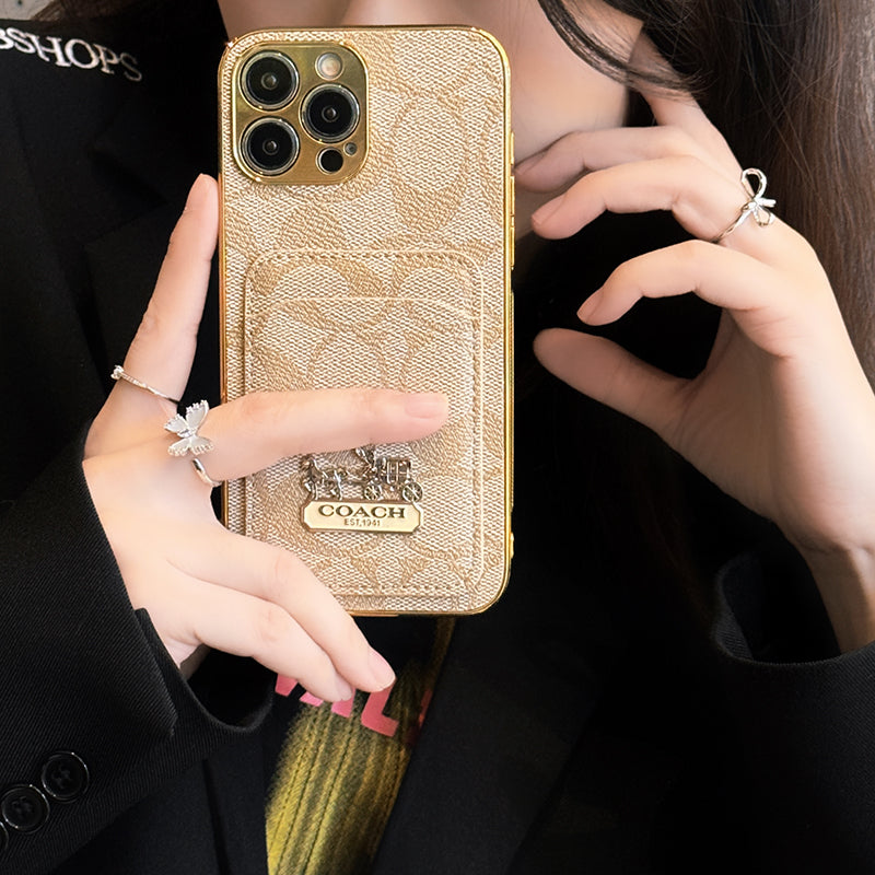Klasikinis kortelių maišelio odinis iPhone dėklas