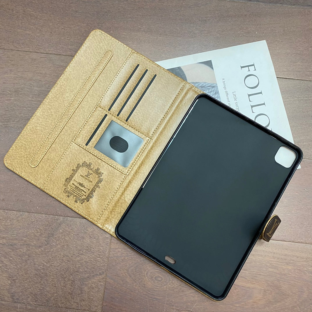 Custodia per iPad di Apple in tela monogramma di lusso in pelle con motivo a tema estivo fresco