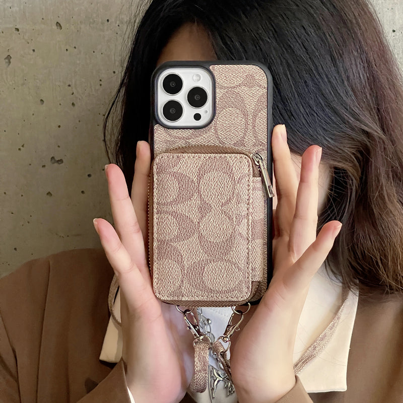 Klasické pouzdro na iPhone s peněženkou Coffee-LQB241412