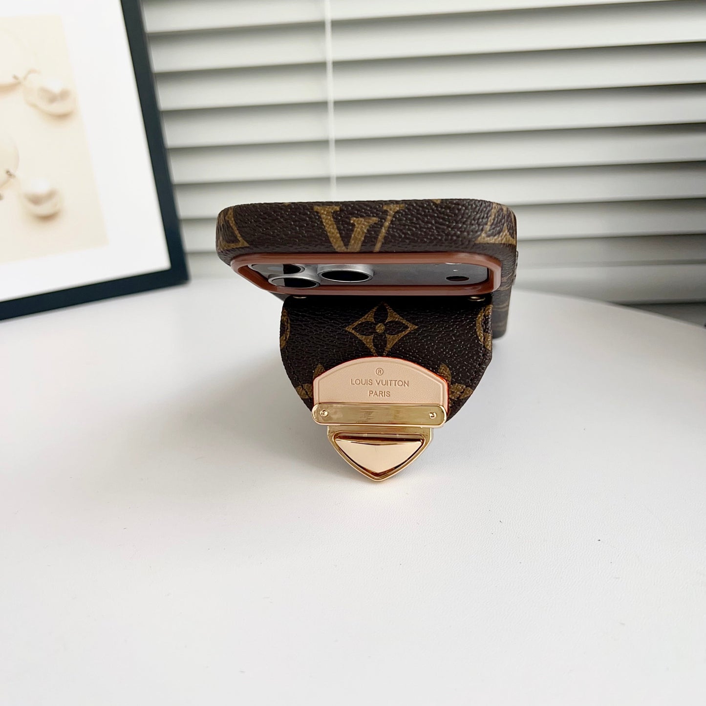 Luxusní crossbody pouzdro na iPhone s kapsou na kartu & Odnímatelný popruh