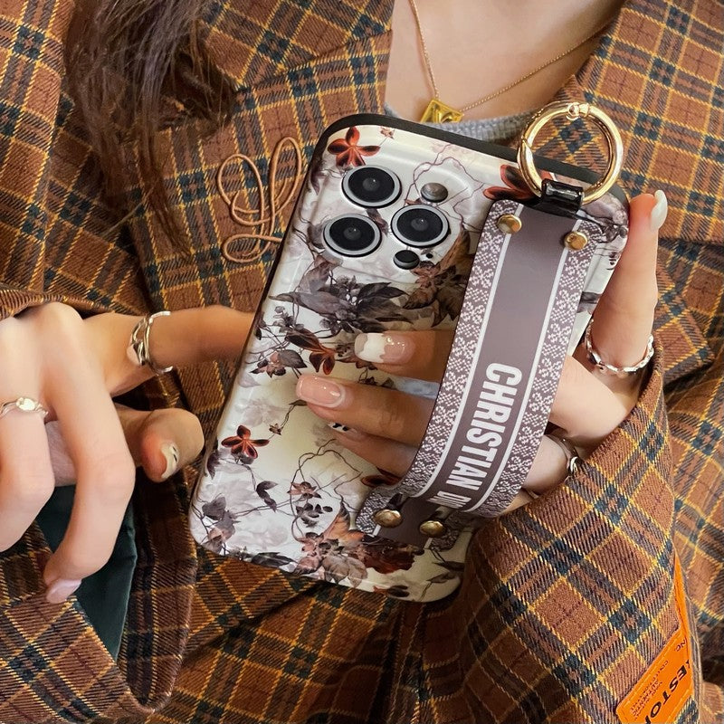Custodia per iPhone con cinturino alla moda in foglia d'acero