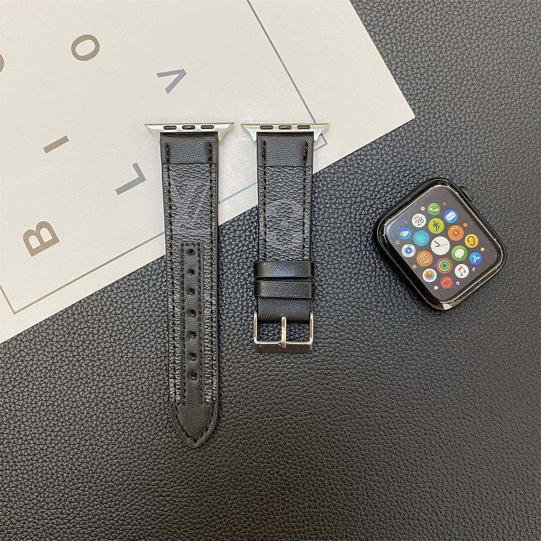 ŘEMÍNEK APPLE ŠITÍ NA HODINKY MONOGRAMOVÉ KOŽENÉ