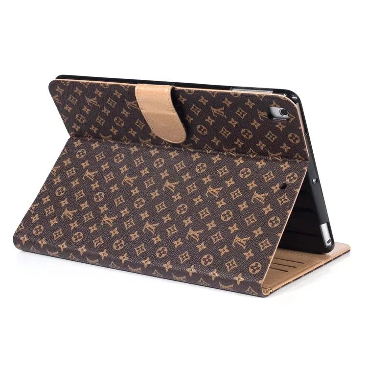 Custodia per iPad di Apple in tela monogramma di lusso in pelle con motivo a tema estivo fresco