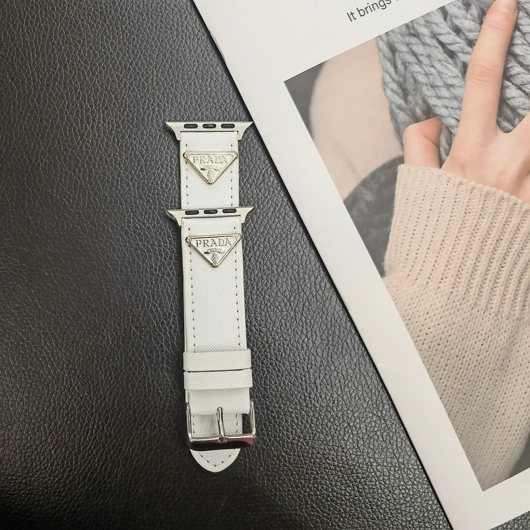 Kožený pásek na Apple Watch s dvojitým trojúhelníkovým monogramem