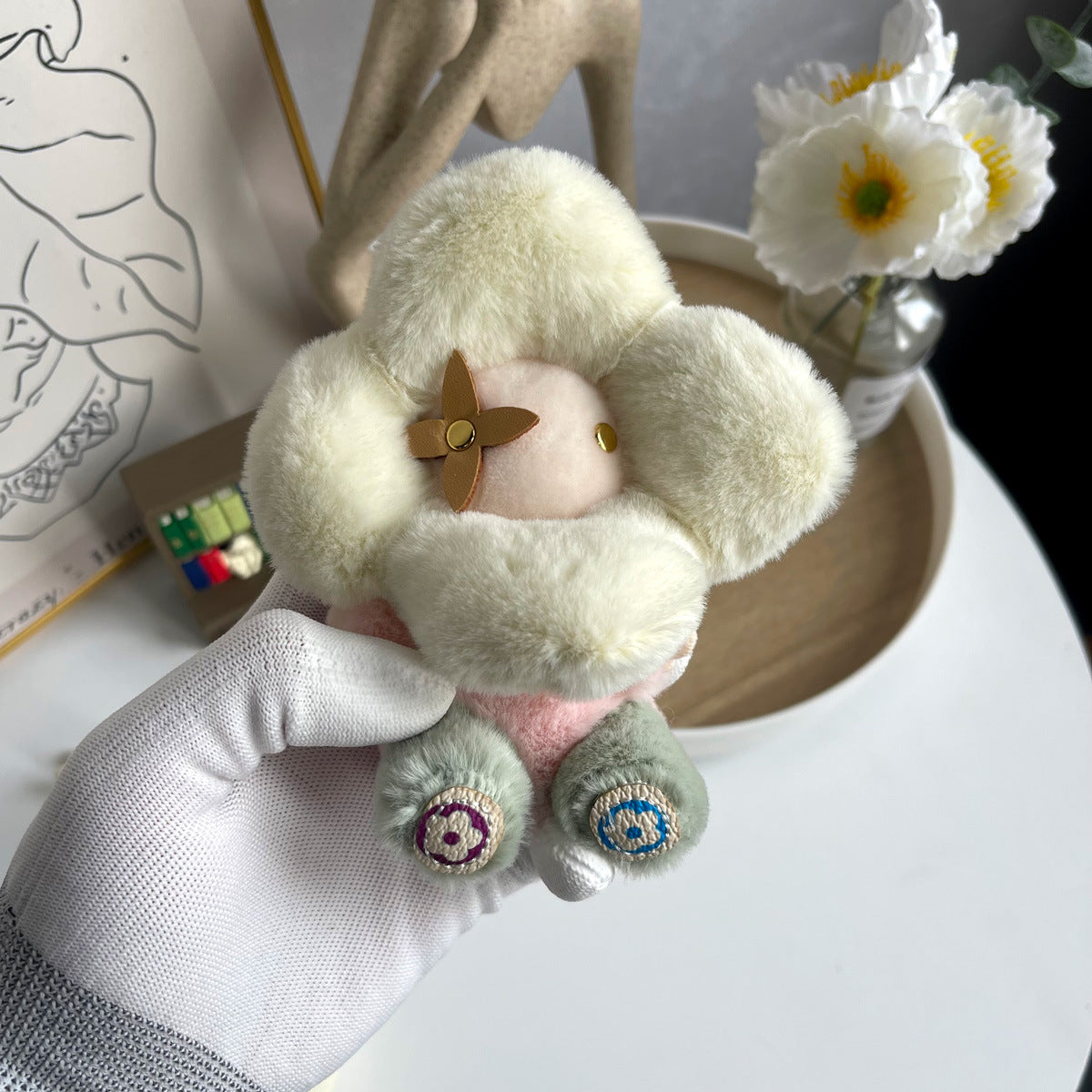 Simpatico portachiavi in ​​peluche con girasole – Ciondolo per borsa per bambole Vivienne da donna, decorazione per zaino per auto