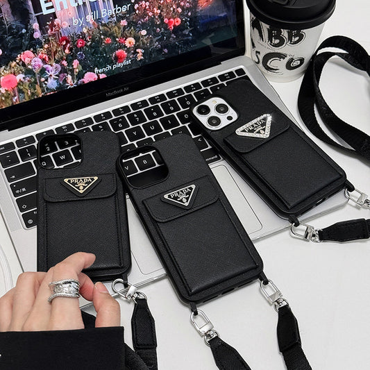 Luxe leren crossbody iPhone-hoesje